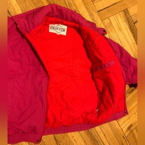VINTAGE CROCKER Hot Pink & Red Snow Coat / Bomber Puffy Jacket for Winter Womens